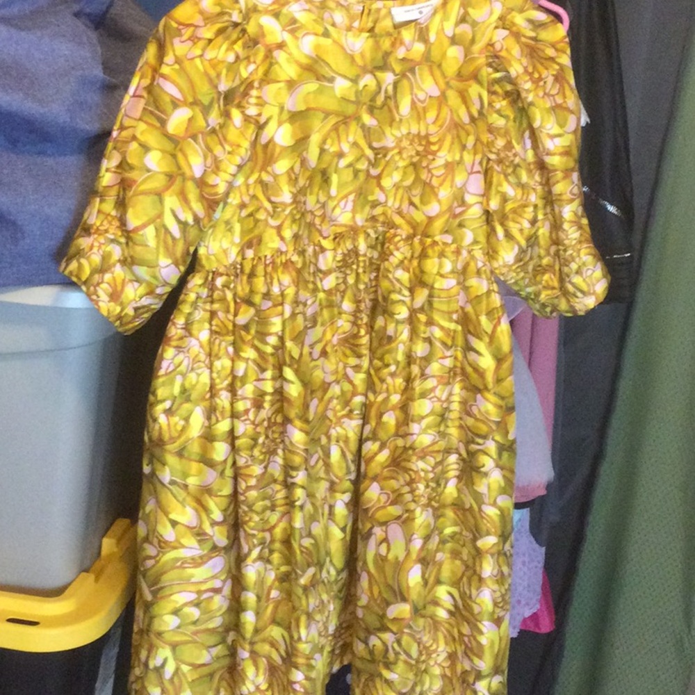 Kika Vargas Woans Yellow Floral Cotton Dress - XXS